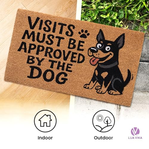 Funny Coir Door Mats Outside and Inside, Dog, 17 x 30 in - color: Dog