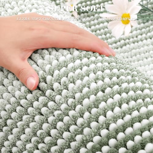BSICPRO Bathroom Rugs Sets 2 Piece, Non Slip Bath Mats, Greyish Green - color: Greyish Green, size: 20" x 32" Plus 16" x 24"