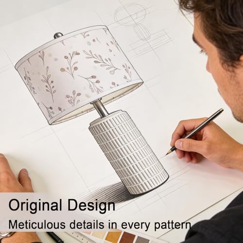 PoKat 23'' Table Lamp with Flower Lampshade for Night Stands, Birthday Gifts for Women Mom, House Warming Gifts New Home Decor, Ceramic Lamp for Living Room, Modern Bedroom Lamp for Nursery - color: Floral Pink