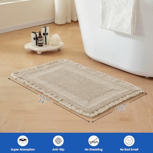Waffle Bath Mat Non-Slip Brown Bathroom Rugs Hallway Bedroom - color: Brown, size: 17" x 24"