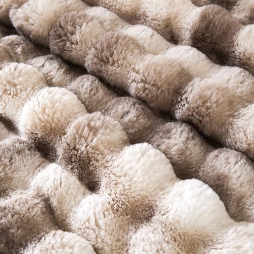 50"x60" Ultra-Soft Fuzzy Faux Fur Throw Blanket, Brown Tie Dye - color: Bubble Tie Brown, size: Throw (50" x 60")