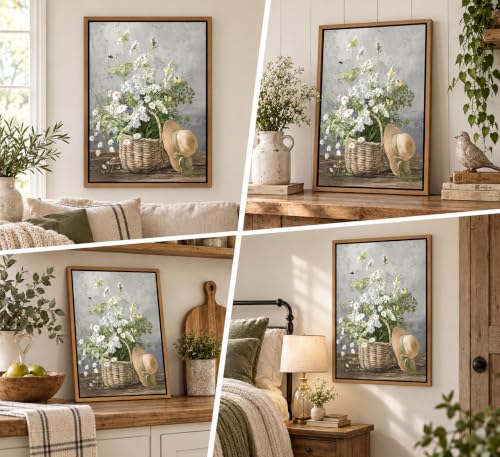 Framed Rustic Daisy Canvas Wall art - color: Daisy-Framed, size: 24"L x 16"W