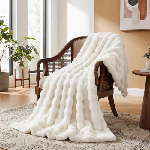 ORINOVA Light Beige Cozy Faux Fur Throw Blanket for Living Room Bedroom 50x60 Thick Ultra Soft Aesthetic Fuzzy Throw Blanket Fluffy Furry Bed Comforter Home Decor 860 GSM - color: Light Beige, size: Throw (50"W x 60"L)