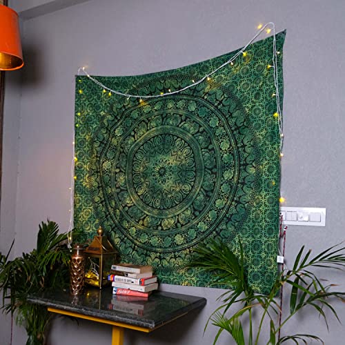Craft Trade Cotton Mandala Tapestry, Indian Wall Hanging Decor, 50x60 In - color: Green, size: 50"L x 60"W