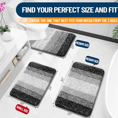 OLANLY Small Bathroom Rugs 24x16, Extra Soft Absorbent Microfiber Bath Rugs - color: Black, size: 24" X 16"