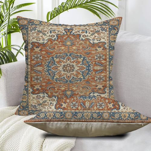 Western Boho Throw Pillow Covers 20x20 Set of 2 Orange Blue Ethnic - color: Orange Blue 2, size: 20" x 20" (Pack of 2)