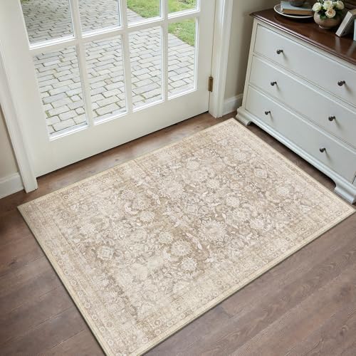 Beige 2x3 Area Rug Neutral Distressed Doormat - color: Accent | Beige, size: 2' x 3' (Rectangular)
