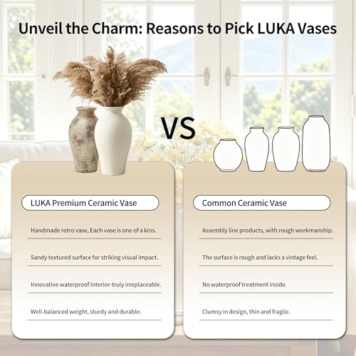 Ceramic Flower Vase Home Decor,11inches Large Farmhouse Table Vases - color: Off White-11inches