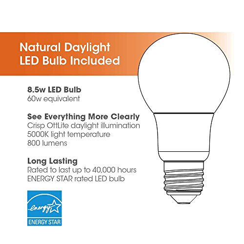OttLite Archer LED Floor Lamp, Mid-Century Modern, Satin Brass Finish