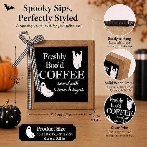 Freshly Bood Coffee Sign Halloween Coffee Bar Table Home Decor - color: black-coffee