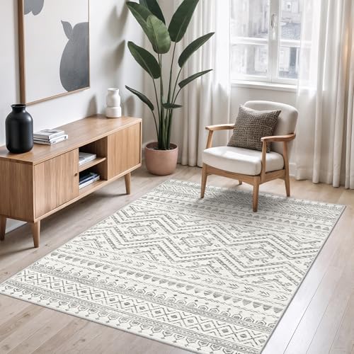 Miukiki 3x5 Washable Area Rug Moroccan Soft Non Slip Entryway Rug Grey - color: Grey, size: 3' x 5' (Rectangular)