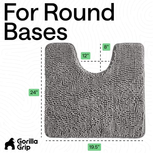 GORILLA GRIP Chenille Bath Rug Mat for Oval Toilet Base, 24x19 Gray - color: Grey, size: 24" X 19" Oval Contour