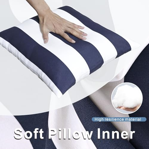 JMGBird 18x18 Blue with White Throw Pillows with Inserts Included - color: Navy Blue With White
