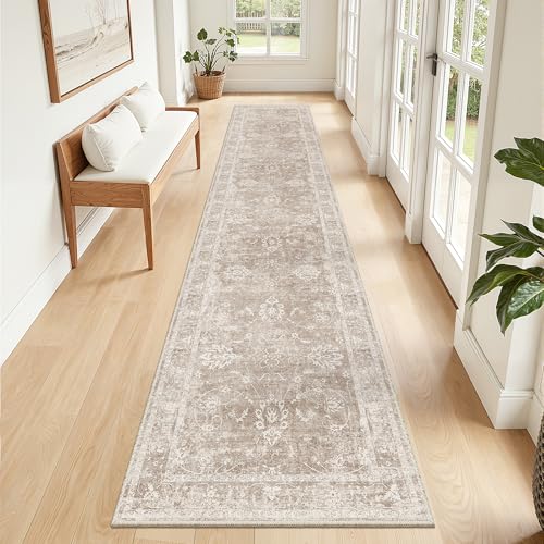 Madane Runner Rug 2x10 for Hallway, Kitchen Non-Slip Runner Rug Brown/Sand - color: Brown/Sand, size: 2' x 10' (Runner)