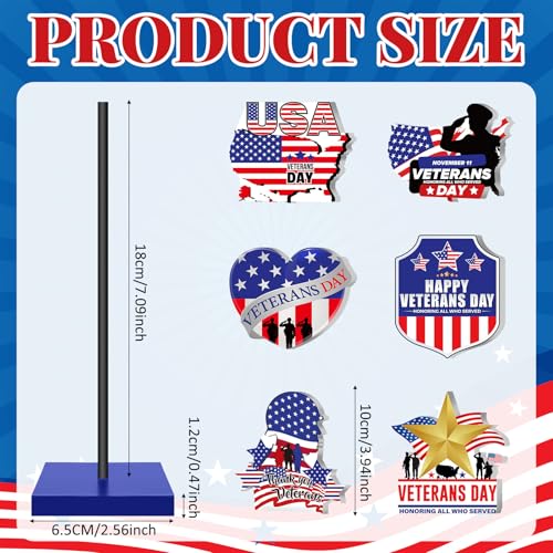 Briwooody 6 Pcs Happy Veterans Day Table Decorations Veterans Day Centerpieces for Tables Army Deployment Party Supplies Patriotic Thank You Decorations for Military Welcome Table Topper - style: Veterans Day