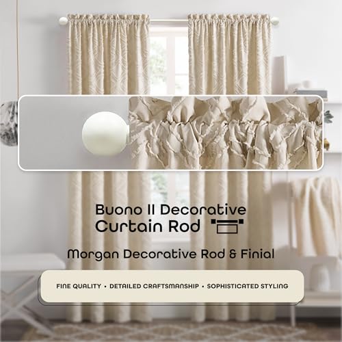 Buono II Morgan Antique White Rod & Finial 66-120 in, Finials - size: 66-120, style: Morgan Antique White