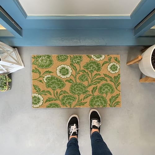 Coir Door Mat Front Door Decor Welcome Mat Chelsea Green 30x17 - color: Olive
