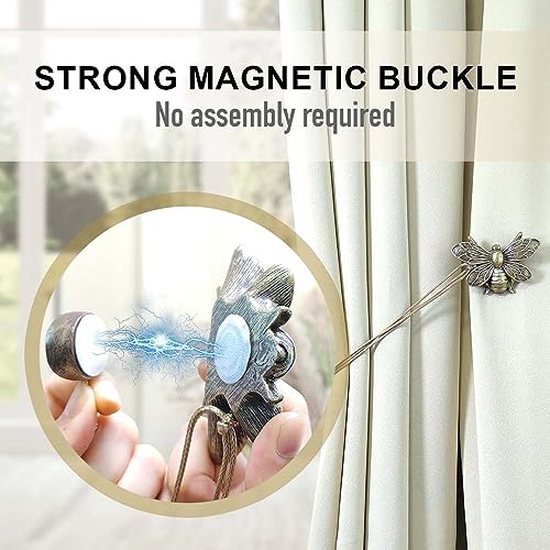 Curtain Holdbacks Gift Set of 2, Resin Magnetic Curtain Tiebacks Brown Flying Bee Curtain Holders, Decorative Curtain Ties for Drapes, Outdoor Home Office Curtain Farmhouse, Decorative Accessories - color: Bronze, size: Set of 2