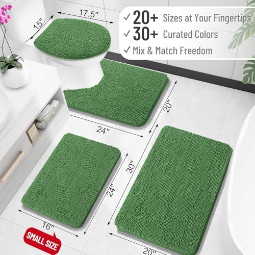 OLANLY Toilet Rugs U-Shaped 20x20, Soft Absorbent Chenille Contour Rugs - color: Olive Green, size: 20" X 20" Contour Rug
