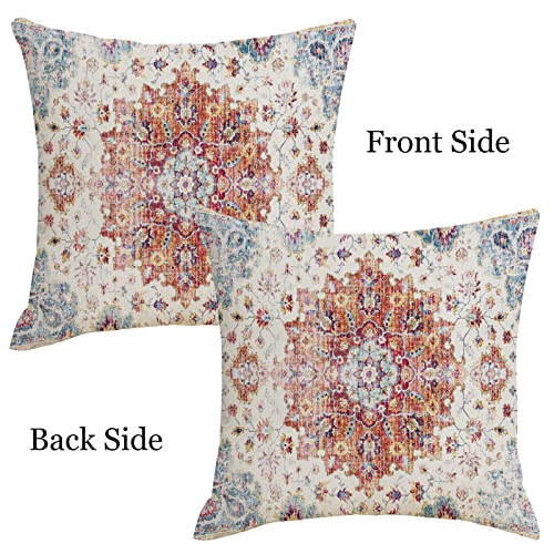 Boho Throw Pillow Covers 16x16 Orange and Blue Teal Ethnic Pillows - color: Boho, size: 16" x 16" (Pack of 2)