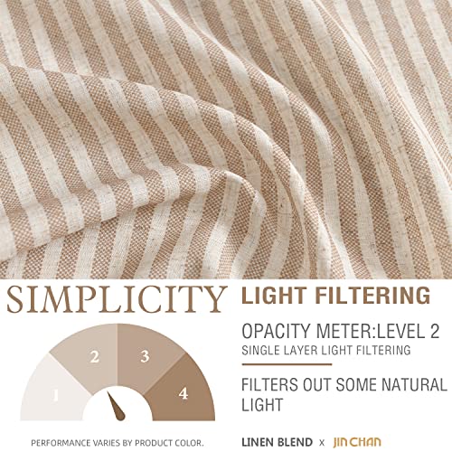 jinchan Linen Boxter Stripe Valances for Window 50 x 16 inch, Tan,1 Panel - color: Boxter Stripe | Tan on Linen, size: 50"W x 16"L (Pack of 1)