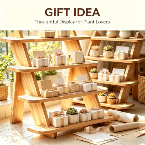 Wooden Display Stand, Tiered Cupcake Stand, 4 Tier Display Stand Riser - color: K-Natural-2Pcs