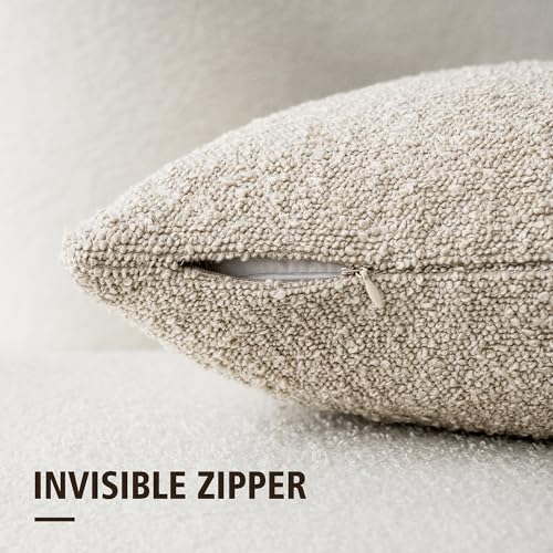 Foindtower Decorative Textured Boucle Throw Pillow Cover 16x16 Inch,Oatmeal - color: Oatmeal, size: 16" x 16" (Pack of 2)