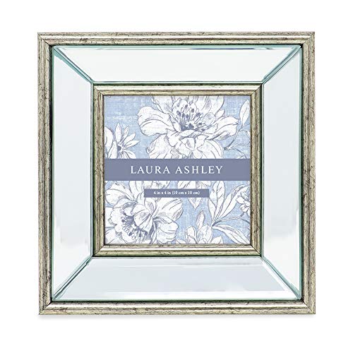 Laura Ashley 4x4 Silver Beveled Mirror Picture Frame Tabletop & Wall Mount - color: Silver, size: 4x4