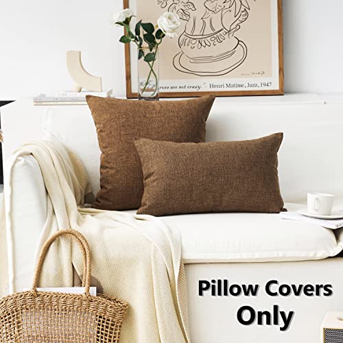 Home Brilliant Decorative Pillow Covers 16x16 inch Set of 2 Cushion Covers for Couch Bench Sofa, 40cm, Brown - color: Brown, size: 16" x 16" (Pack of 2)