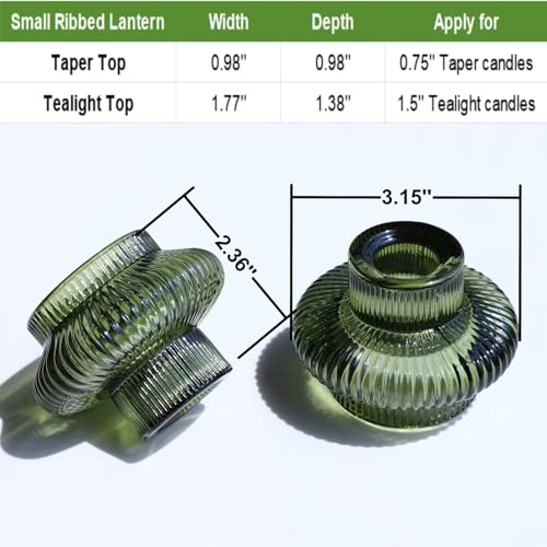 VOHO Green Taper Candle Holders Set of 6, Ribbed Glass Candlestick Holders - color: Green