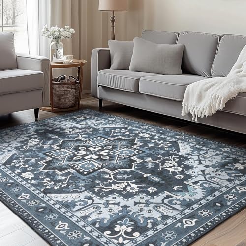 Rugflix 10x14 Area Rugs for Living Room, Washable Dark Navy Blue Large Rug - color: Dark Navy Blue, size: 10' x 14' (Rectangular)