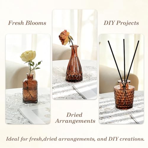 TBWIND 12-Piece Glass Bud Vase Set – Small Caramel Coffee Brown - color: Brown-12pcs, size: 12Pcs