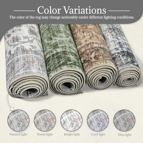 Machine Washable Hallway Runner Rug: 2'x6' Kitchen Rugs - color: Beige/Grey/Multi, size: 2' x 6' (Rectangular)