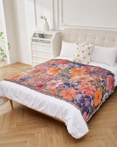Erke Boho Throw Blanket Cushion Cover Sheet Blanket Chair Recliner Cover Rug Hanging Tapestry Furniture Slipcover (Daisy, 50" X 70") - color: Daisy