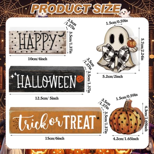 Amyhill 4 Pcs Halloween Table Decor Wooden Boo Table Sign Tiered Tray - style: Boo
