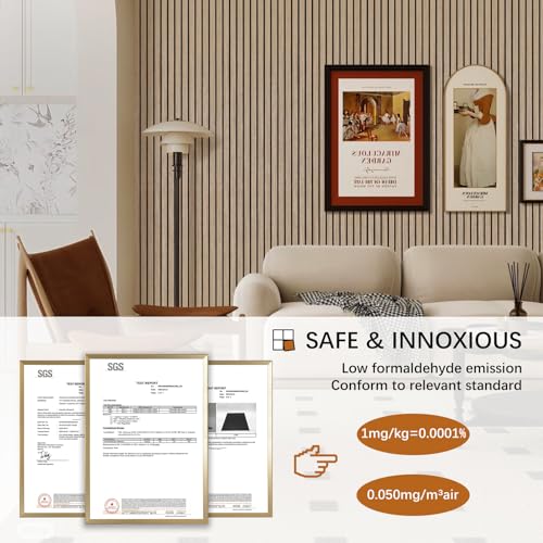 Acoustic Wood Wall Panels, 2 PCS Slat Wall Panels - Walnut Veneer Soundproof Panels for Home & Office, 94.5" Extra-Long Easy Peel & Stick Panels for Walls (11.8"W x 94.5"L) - color: Walnut-2 Packs