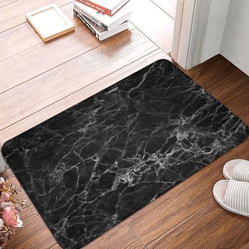 Black Glass Texture Marble Bath Mat Non-Slip Soft Flannel Bathroom Rugs Washable Bathmat, Carpet Rug Entryway Decor for Tub Shower Room Floor Home Kitchen,24x16 in - color: Black Glass Texture Marble, size: 1'4" x 1'11" (Rectangular)