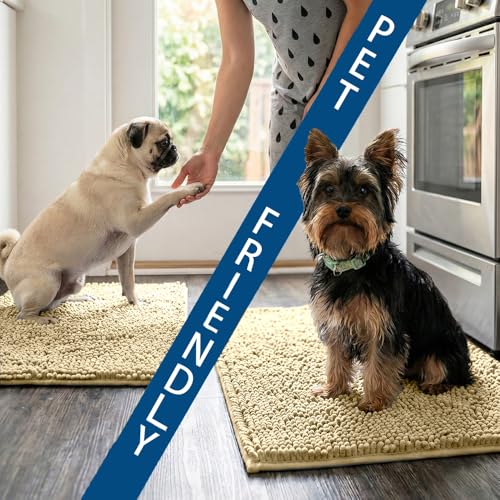 Bathroom Rugs Sets 2 Piece,Super Absorbent Chenille Bath Mats and U-Shaped Toilet Rug,Strong PVC Non Slip Backing,Microfiber Washable Dry Quickly Bath Mats for Bathroom(20"x32"+20"x20"U, Camel) - color: Camel