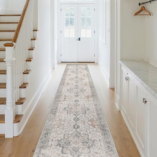 GENIMO 2'6"x18' Washable Runner Rug Non Slip for Hallway, Light Taupe Brown - color: Light Taupe Brown, size: 2'6" x 18' (Runner)