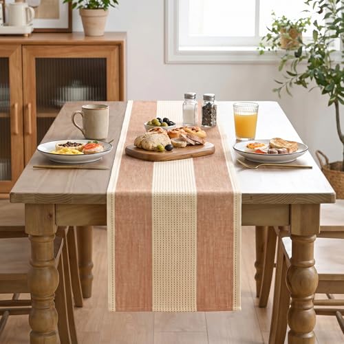 Artoid Mode Caramel Farmhouse Rustic Fall Table Runner, Seasonal Macrame Fabric Kitchen Dining Holiday Wedding Table Decor for Home Party 13x60 Inch - color: Caramel, size: 13" x 60", Table Runner
