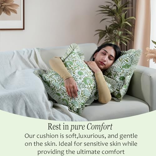 CPC Agate Green Block Print Ruffle Pillow Cover 16x16 Inch, Pack of 2 - color: Agate Green, size: 16" x 16" (Pack of 2)