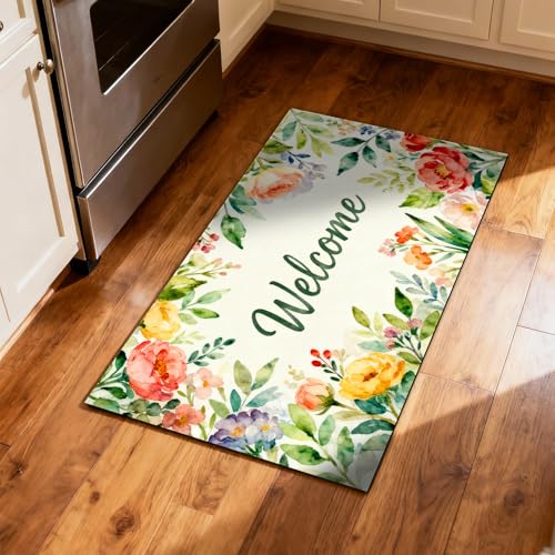 Summer Door Mat,30" Colorful Summer Welcome Mat,Thick Rubber Backing-Gift