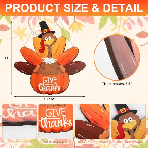 Wood Wreath for Front Door Porch Window Wall Hanging Decor (Thanksgiving) - style: Thanksgiving