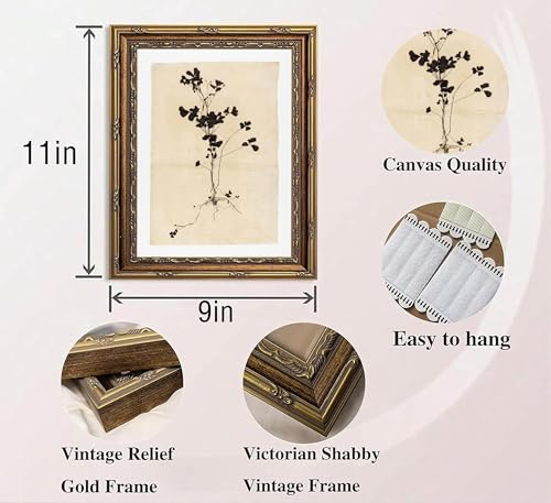 Kouserlin Herb Botanical Framed Wall Art Floral Ink Wall Decor 12×16 In - color: 【Vintage Botanical】, size: 16''L×12''W