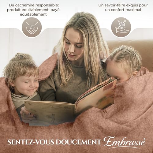 Cashmere Blanket – Hand Woven 100% Cashmere Wool Throw Blanket, 135 x 270 cm – Plain Cozy, and Soft Blanket for Bed, Sofa, or Couch - Made in Nepal - color: Brown