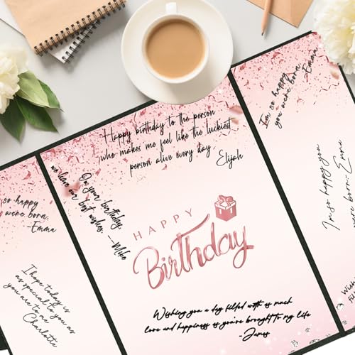 Crenics Black and Pink Birthday Guest Signature Book Alternative 18" x 12" - color: Black and Pink