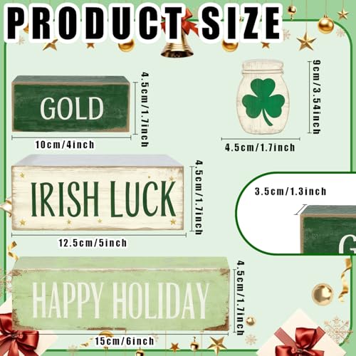 St. Patrick’s Day Decorations - St Patrick Day Irish Luck Tiered Tray Decor Set - Wooden Shamrock Tabletop Decoration - Rustic Farmhouse Holiday Home Decor for Indoor Shelf Mantel Coffee Table Gift - style: Shamrock