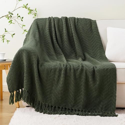BATTILO HOME Olive Green Throw Blankets for Couch, 60"x80" - color: Olive Green, size: 60"x80"