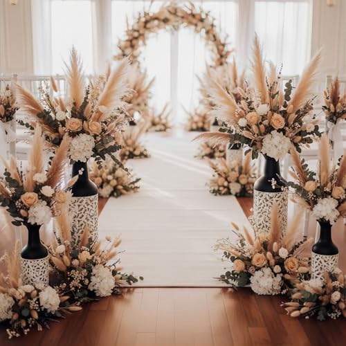 Large Tall Floor Vases: 27in Metal Floor Standing Vase, Black and White Vase with Hollowed for Living Room, Entryway, Office, Dining, Bedroom, Fireplace, Home Corner (Black and White (with Hollowed)