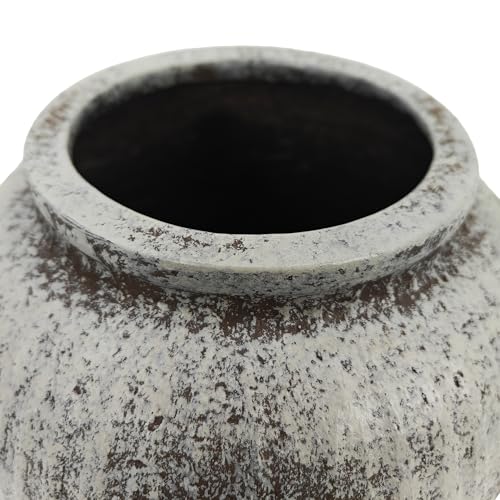 Oakrain Large Rustic Decorative Vase, 11" Distressed Gray Round Floor Vase